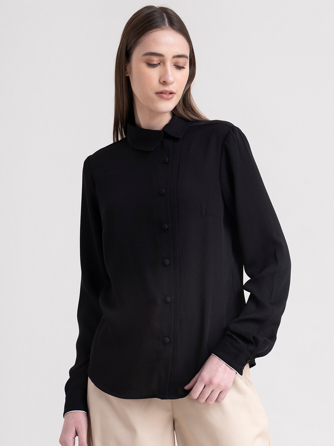

FableStreet Women Black Comfort Formal Shirt