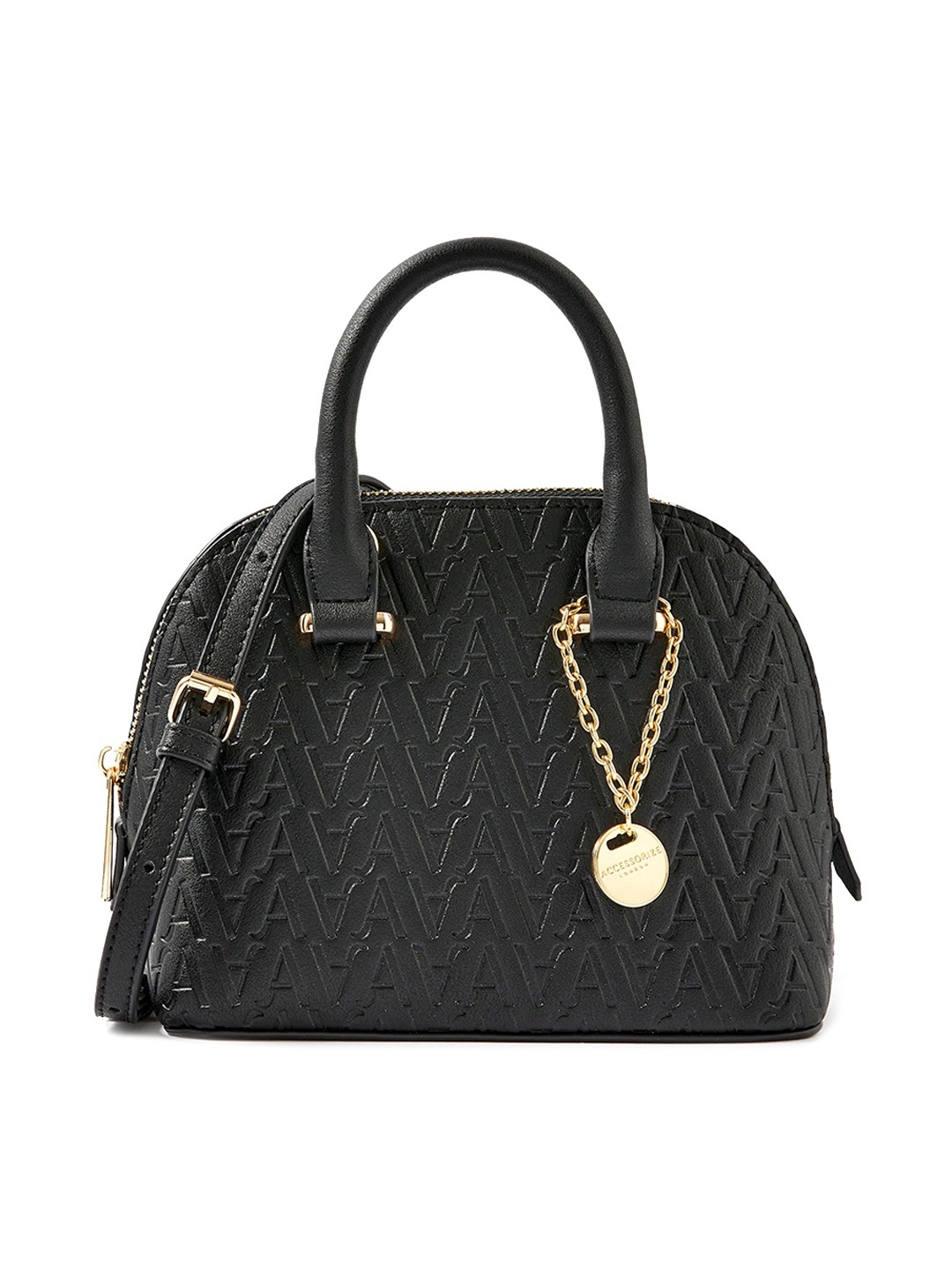 

Accessorize Black Textured Structured Quilted Handheld Bag