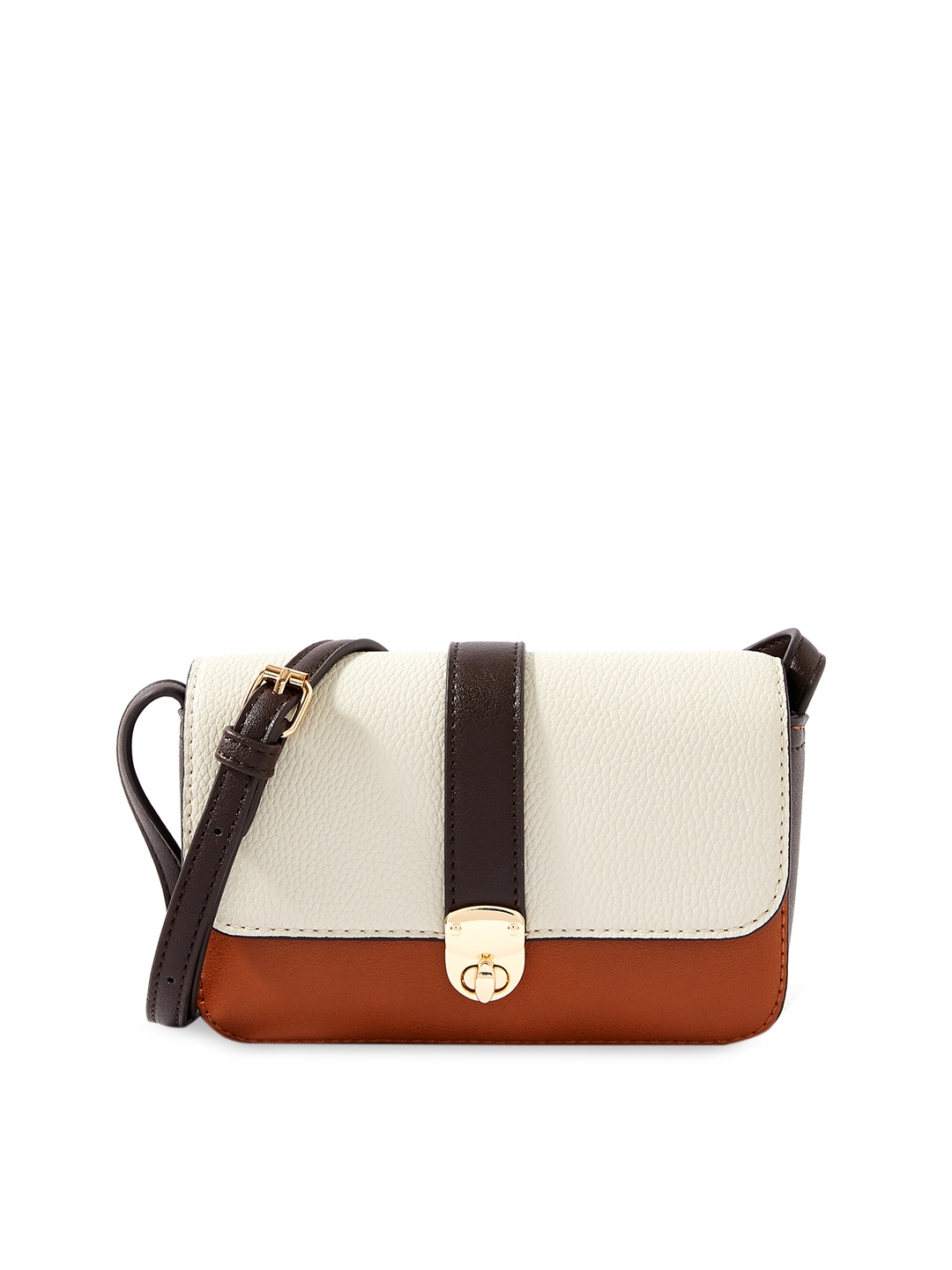 

Accessorize Cream-Coloured Colourblocked Structured Sling Bag