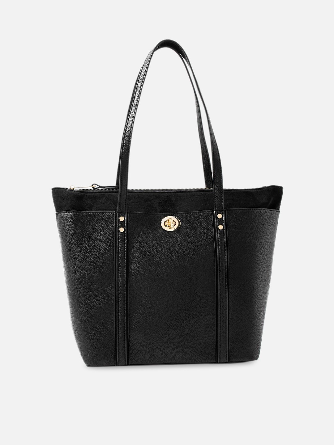 

Accessorize London Women Faux Leather Maddox Tote Bag, Black