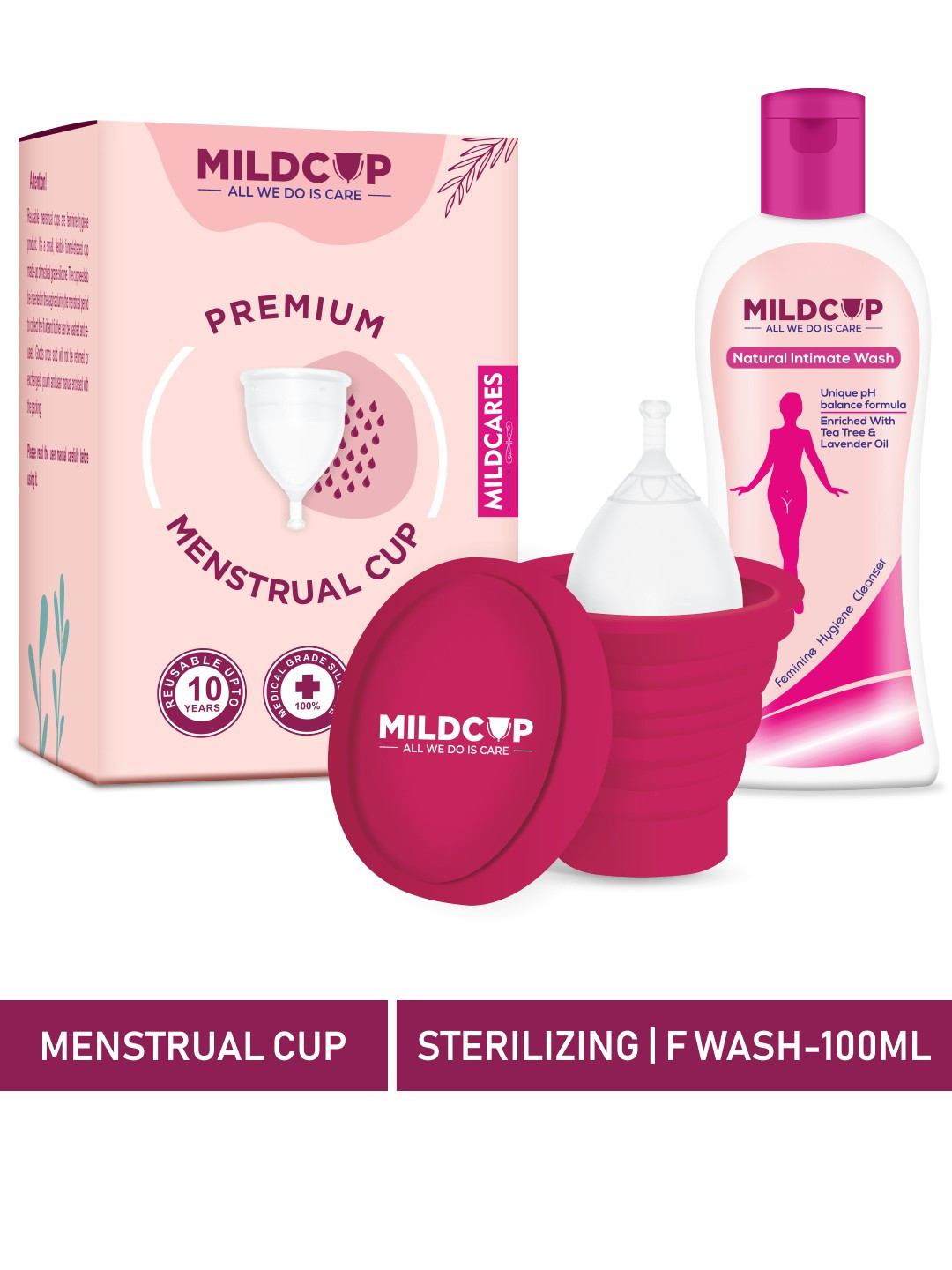 

MILDCUP Menstrual Cup and Natural Intimate wash Combo, Transparent