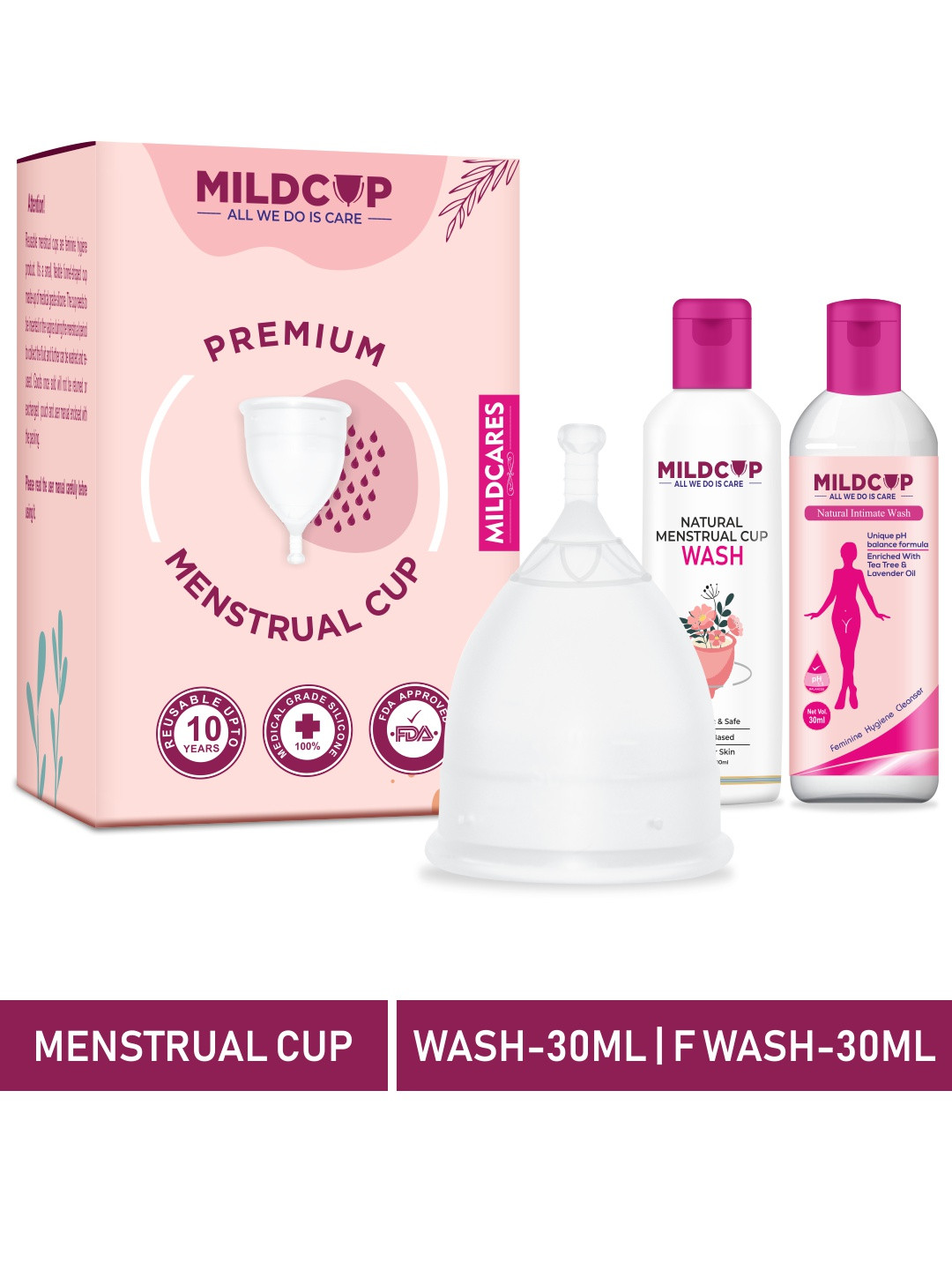 

MILDCUP Transparent Menstrual Cup With Women Intimate Wash & Cup Wash