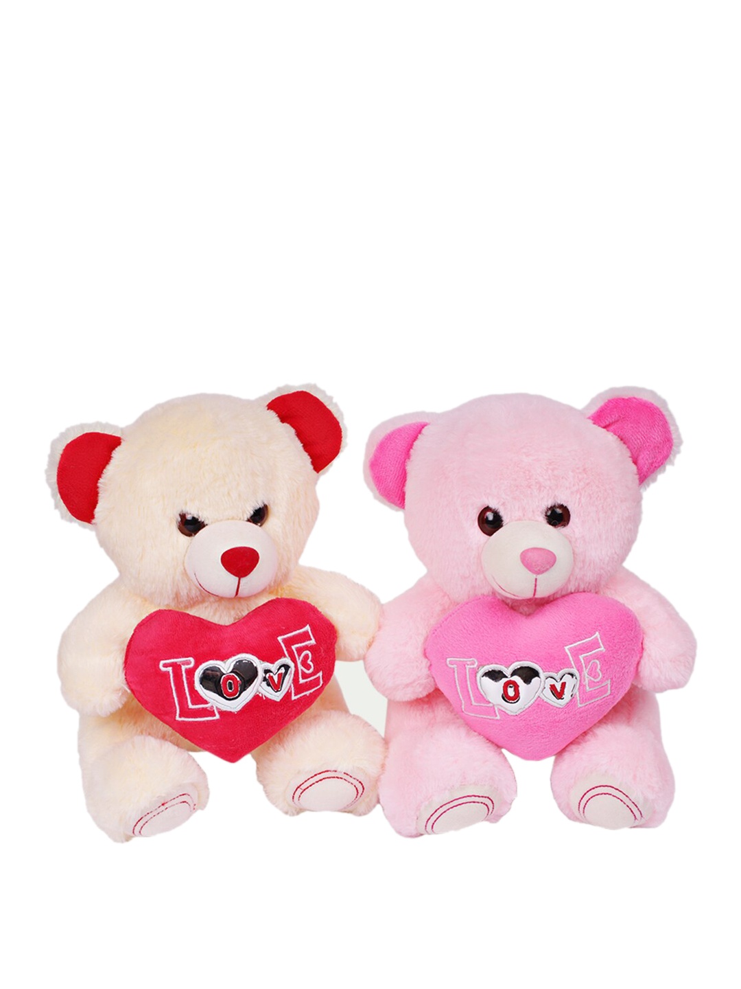 

DukieKooky Kids Set of 2 Pink & Red Teddy Bear, Cream
