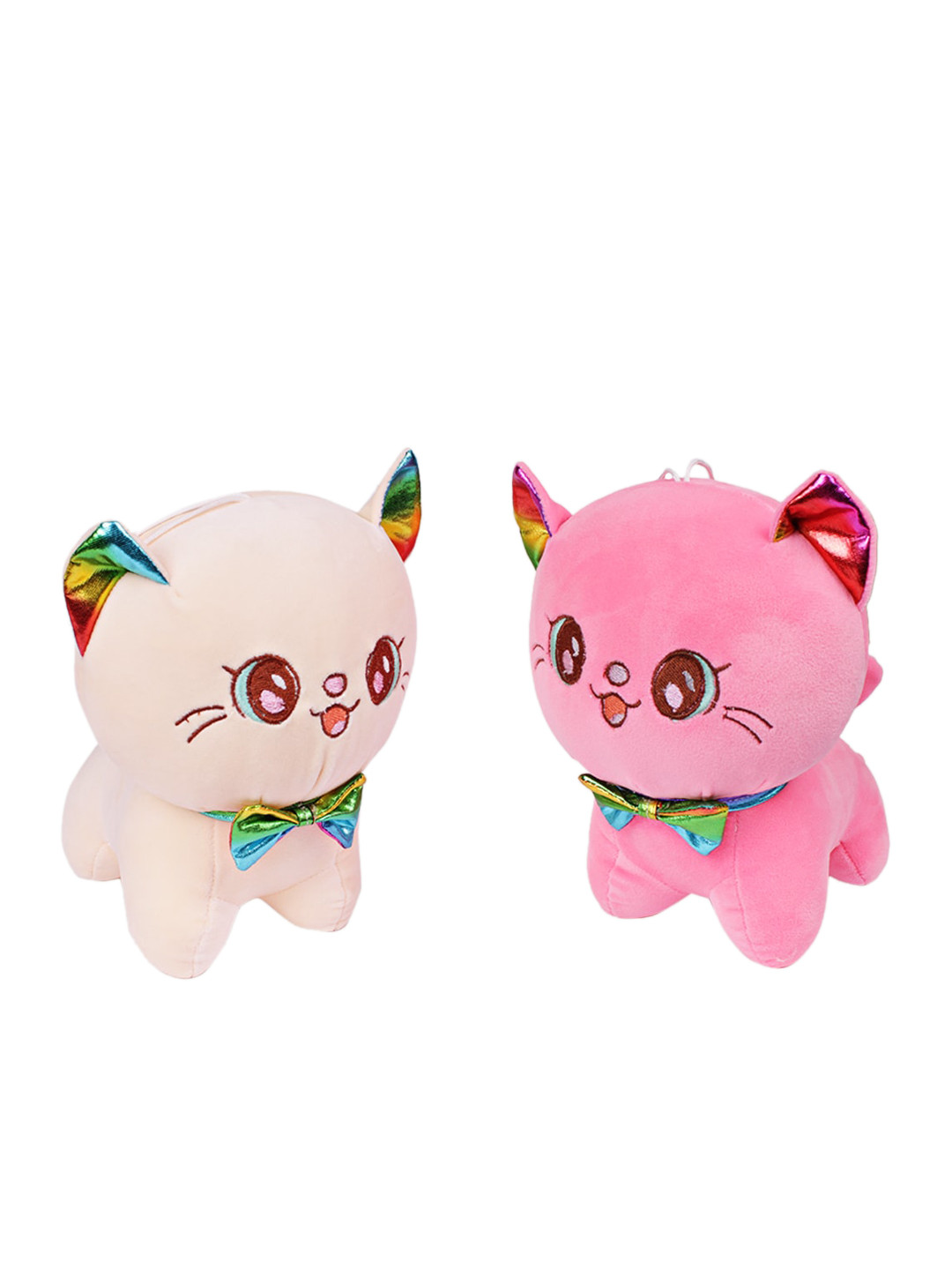 

DukieKooky Kids Set of 2 Pink & Cream Cute Cats with Bow Tie