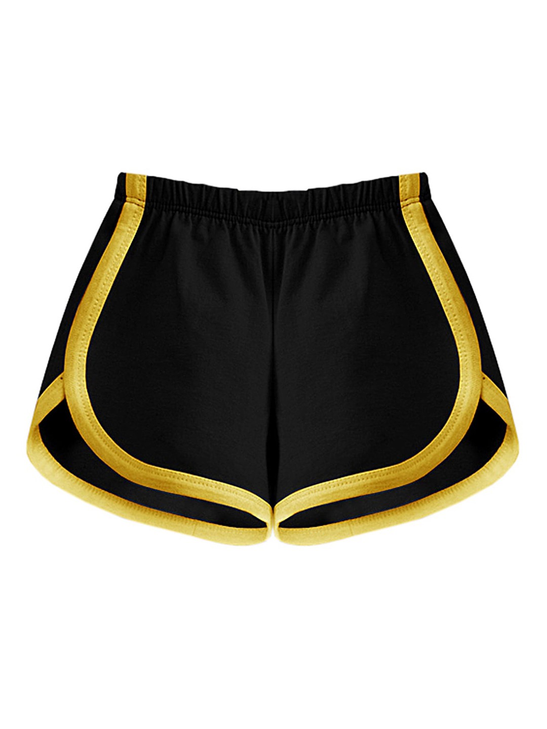

A T U N Girls Black & Yellow Solid Pure Cotton Shorts