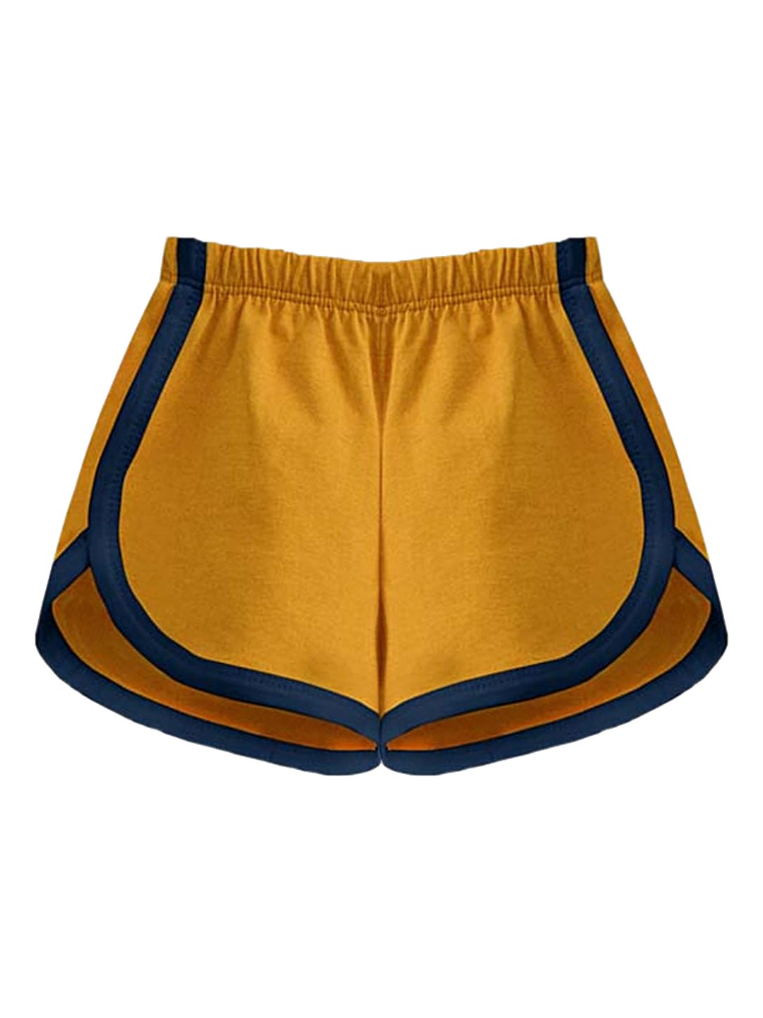 

A T U N Girls Mustard & Black Solid Pure Cotton Shorts