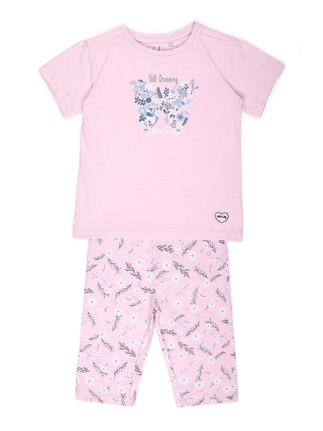 

Allen Solly Junior Girls Pink Printed Pure Cotton T-shirt with Capris