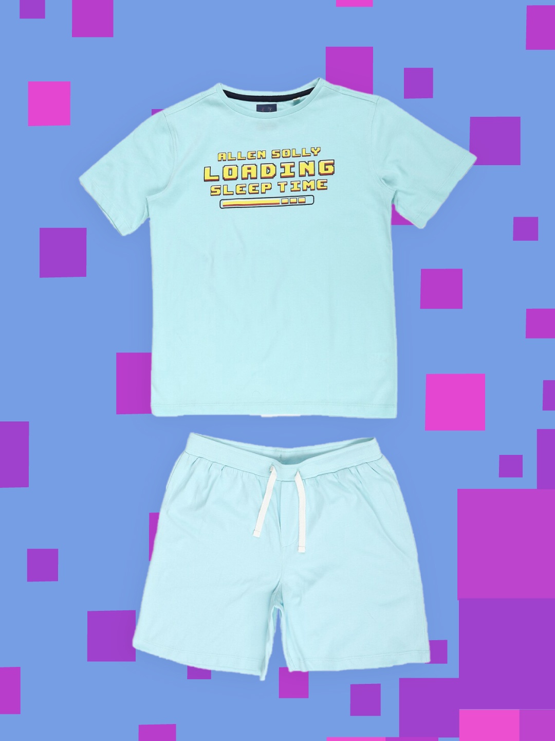 

Allen Solly Junior Boys Blue Printed Pure Cotton T-shirt with Shorts