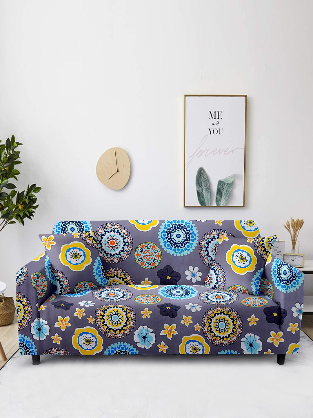

Cortina Grey & Blue Printed 2-Seater Stretchable Non-Slip Sofa Slipcover