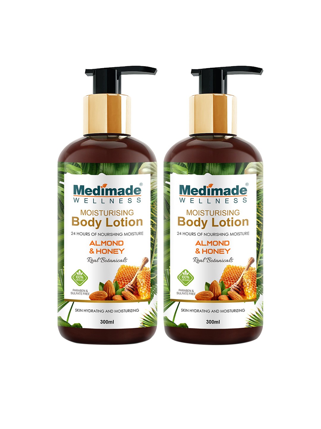 

Medimade Set of 2 Almond and Honey Body Lotion 600ml, Cream