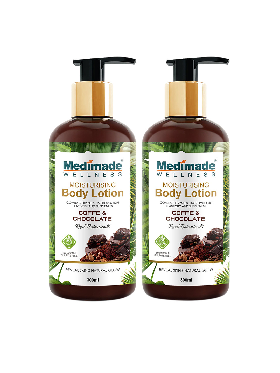 

Medimade Pack of 2 Coffee and Chocolate body Lotion - 300 Ml Each, Brown