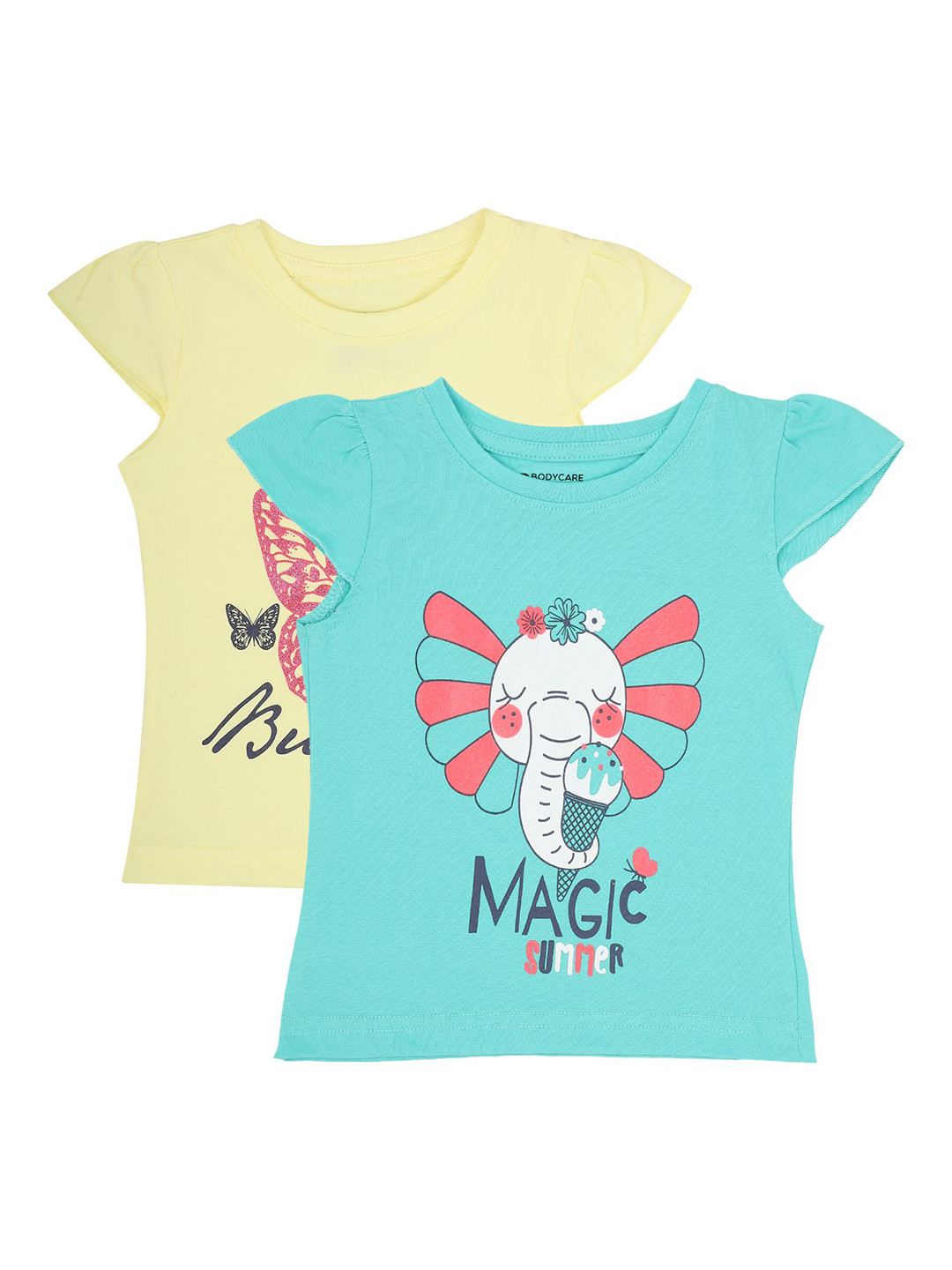 

Bodycare Kids Girls Pack of 2 Printed Cotton T-shirts, Assorted