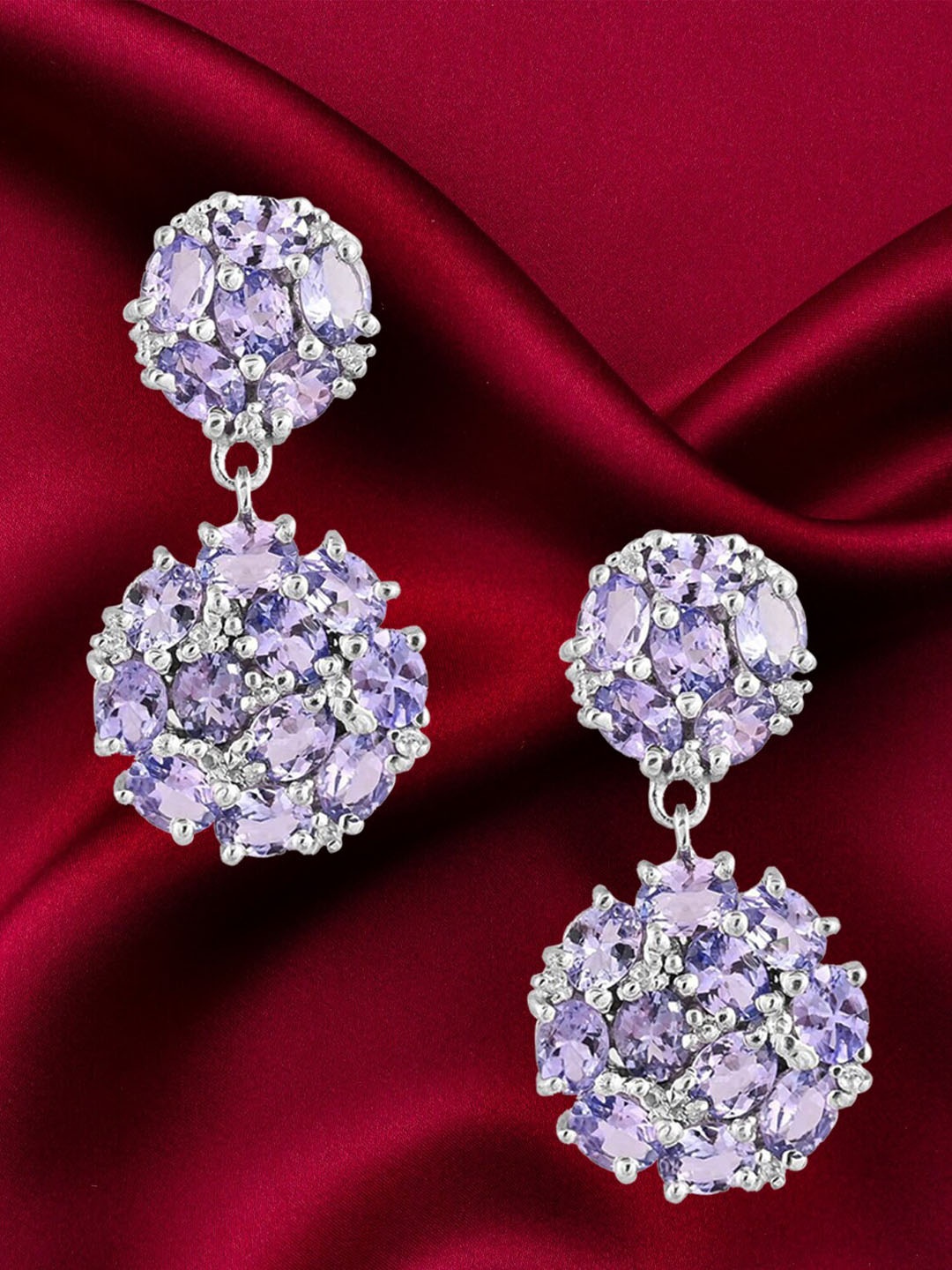 

HIFLYER JEWELS Silver-Toned & Blue Contemporary Jhumkas Earrings