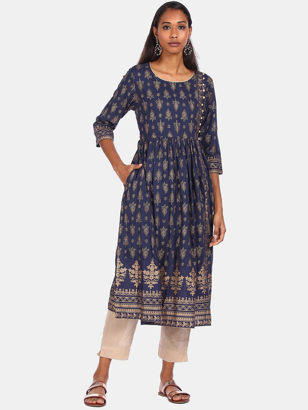

Anahi Women Blue Ethnic Motifs Printed Anarkali Kurta