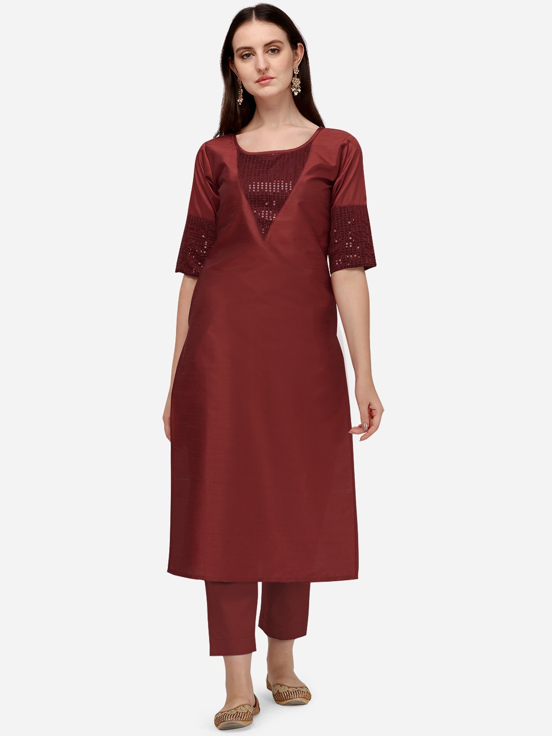

Tikhi Imli Women Maroon Thread Work Kurta