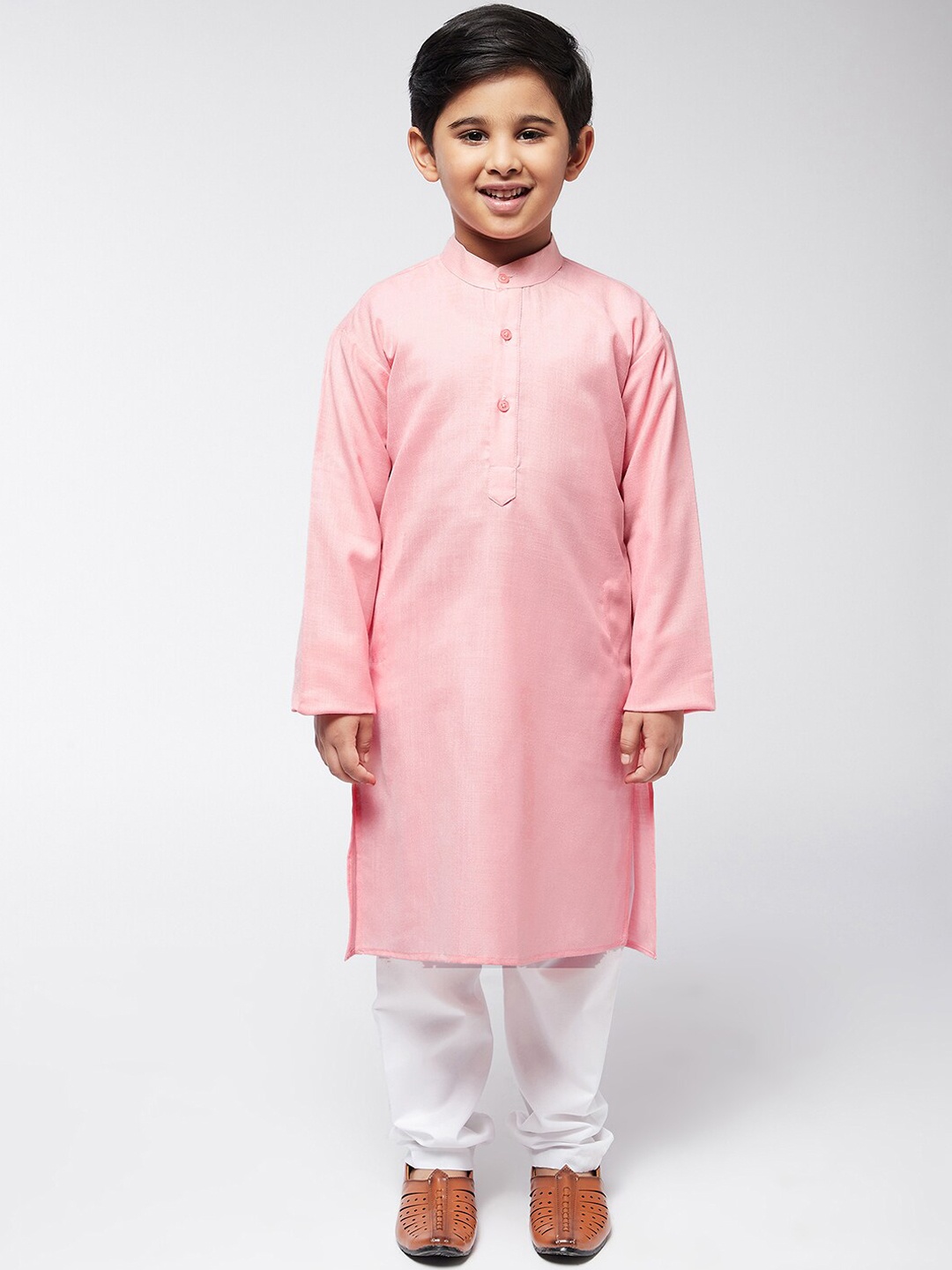 

SOJANYA Boys Pink Kurta with Churidar