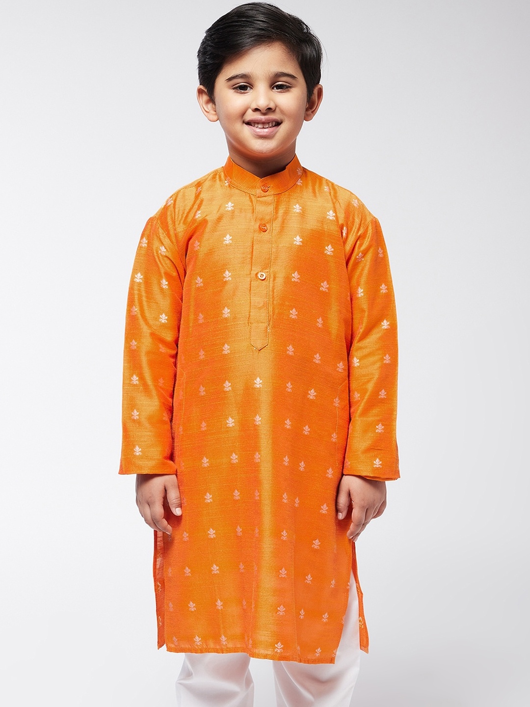 

SOJANYA Boys Orange Ethnic Motifs Thread Work Kurta