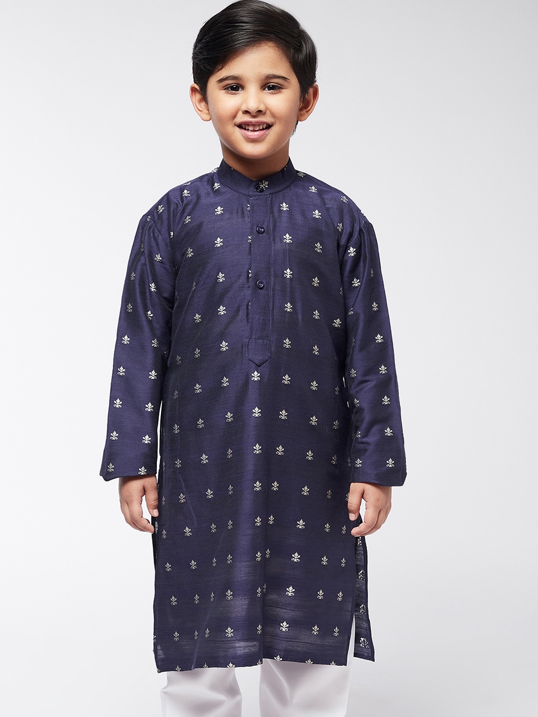 

SOJANYA Boys Navy Blue Geometric Printed Kurta