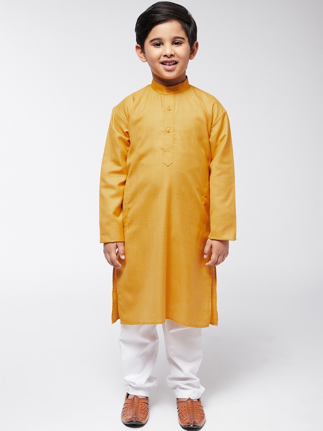 

SOJANYA Boys Mustard Yellow Kurta with Churidar
