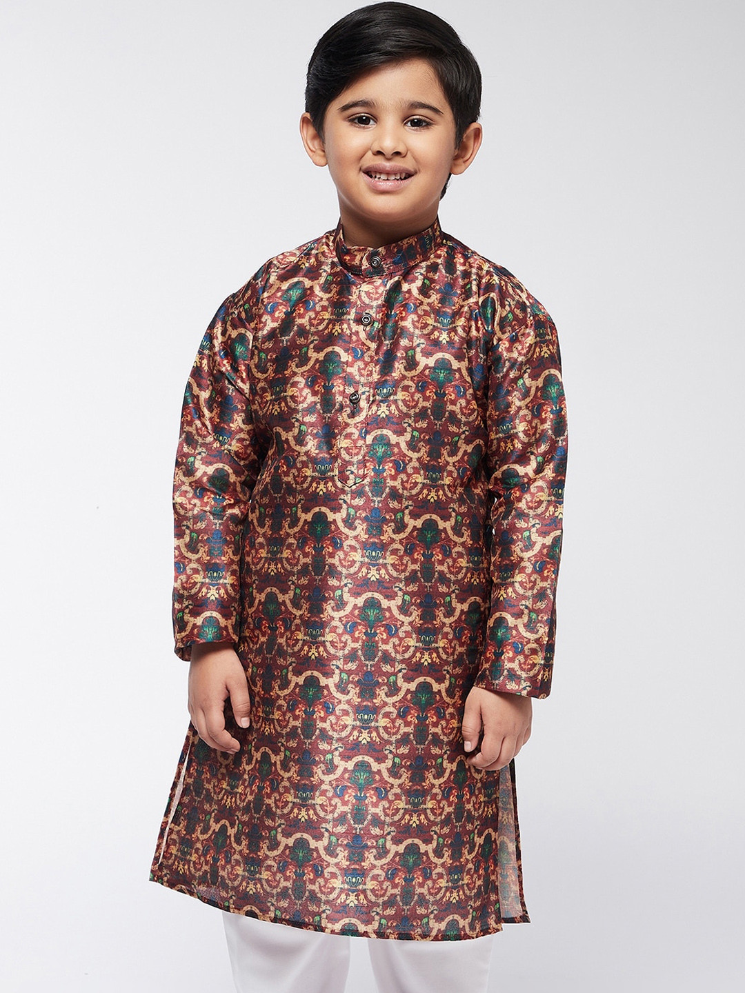 

SOJANYA Boys Maroon Ethnic Motifs Printed Kurta