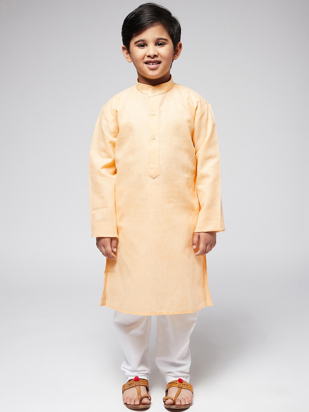 

SOJANYA Boys Yellow Kurta with Churidar