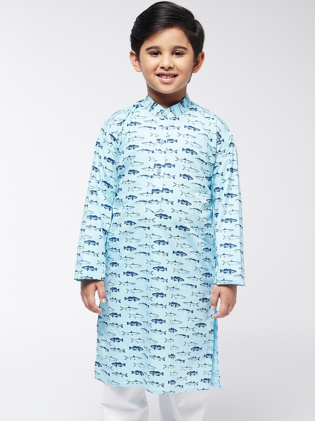 

SOJANYA Boys Blue Printed Kurta