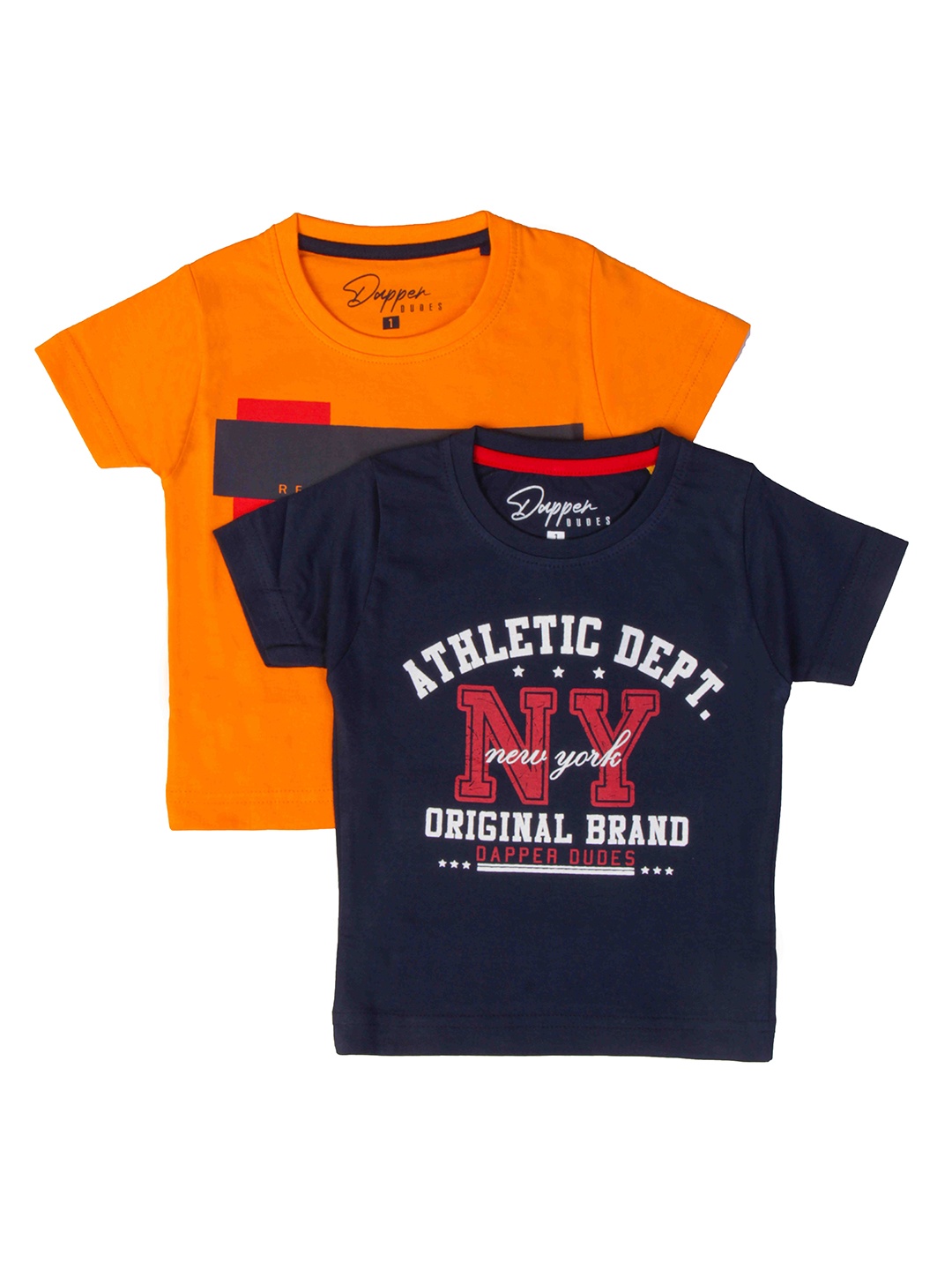 

Dapper dudes Boys Pack of 2 Printed T-shirts, Orange