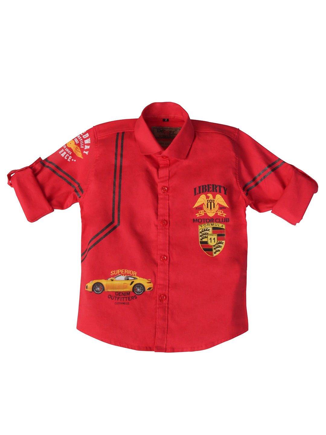 

Dapper dudes Boys Red Printed Casual Shirt