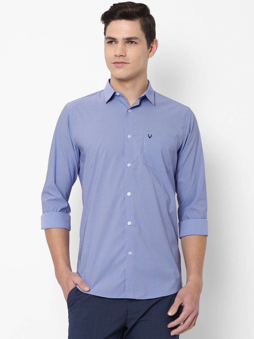 

Allen Solly Men Blue Slim Fit Micro Checks Printed Casual Shirt