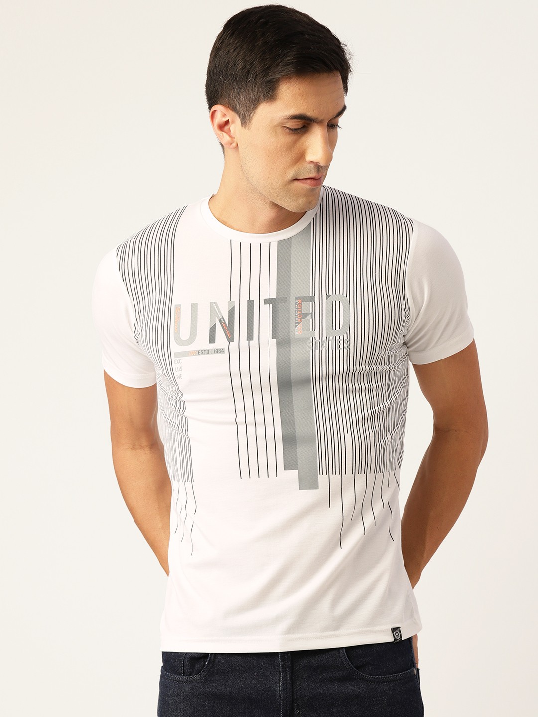 

Monte Carlo Men White & Black Striped T-shirt