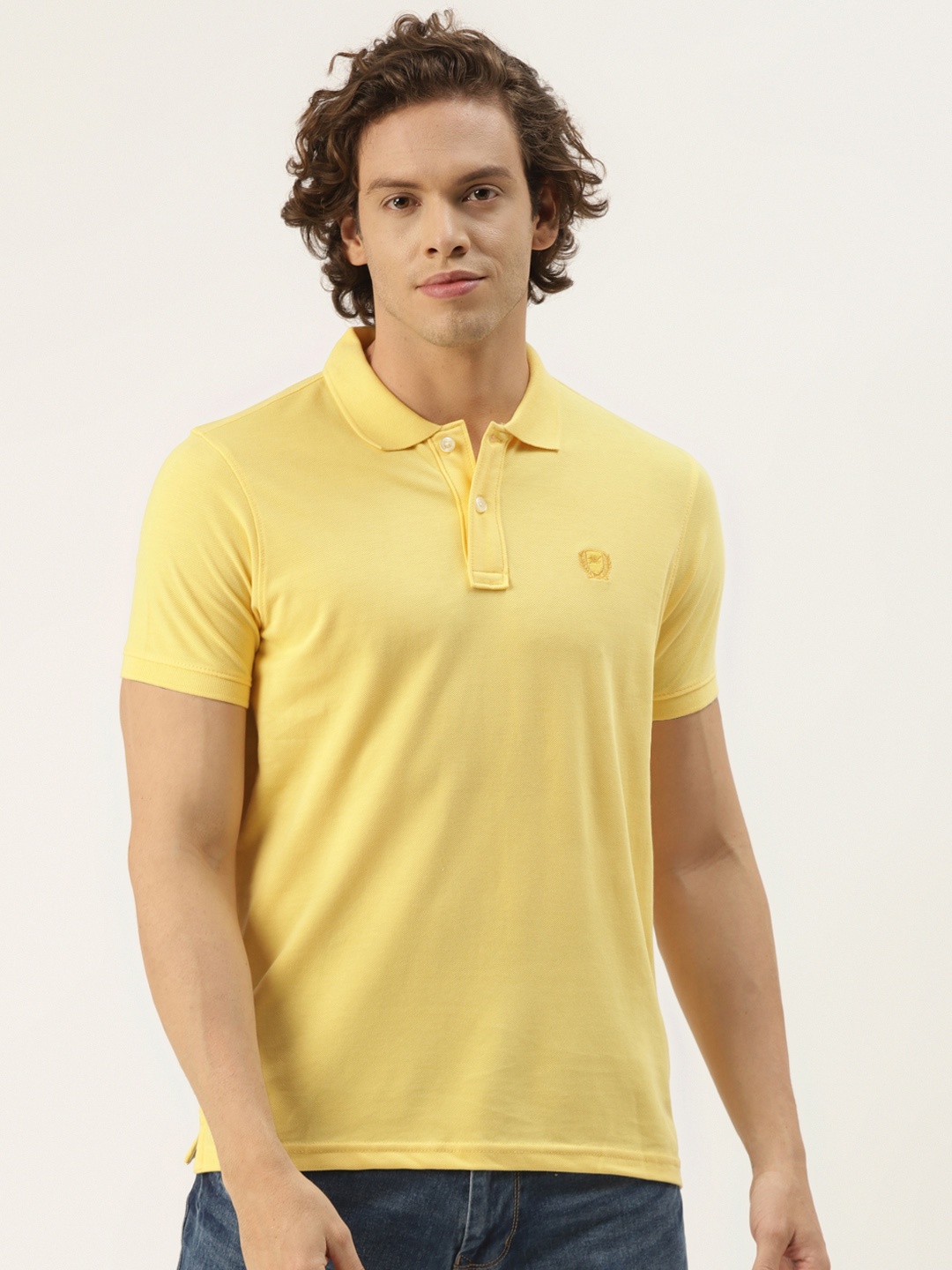 

Monte Carlo Men Yellow Polo Collar Pure Cotton T-shirt