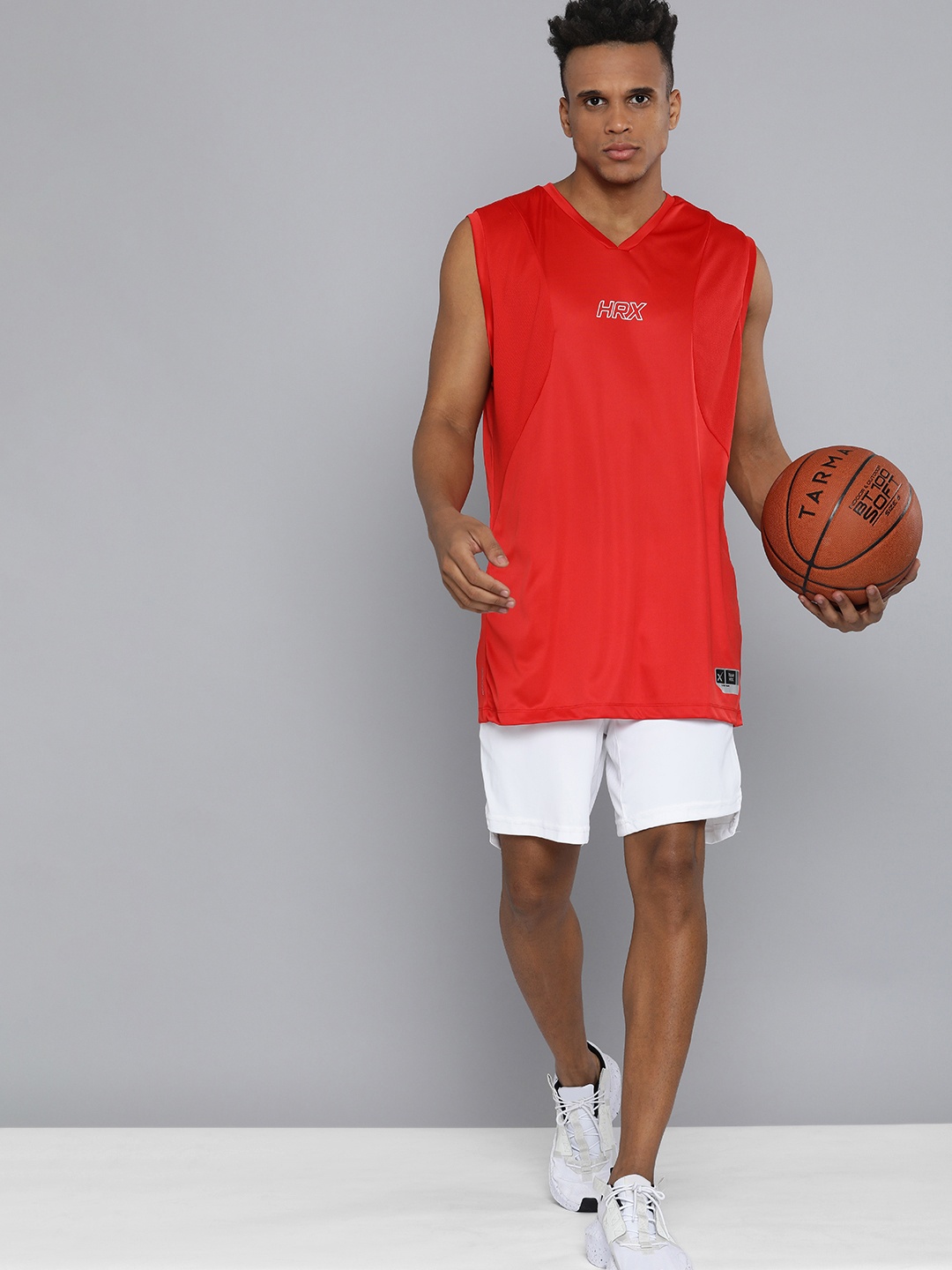 

HRX By Hrithik Roshan Basketball Men Racing Red Rapid-Dry Brand Carrier Tshirts
