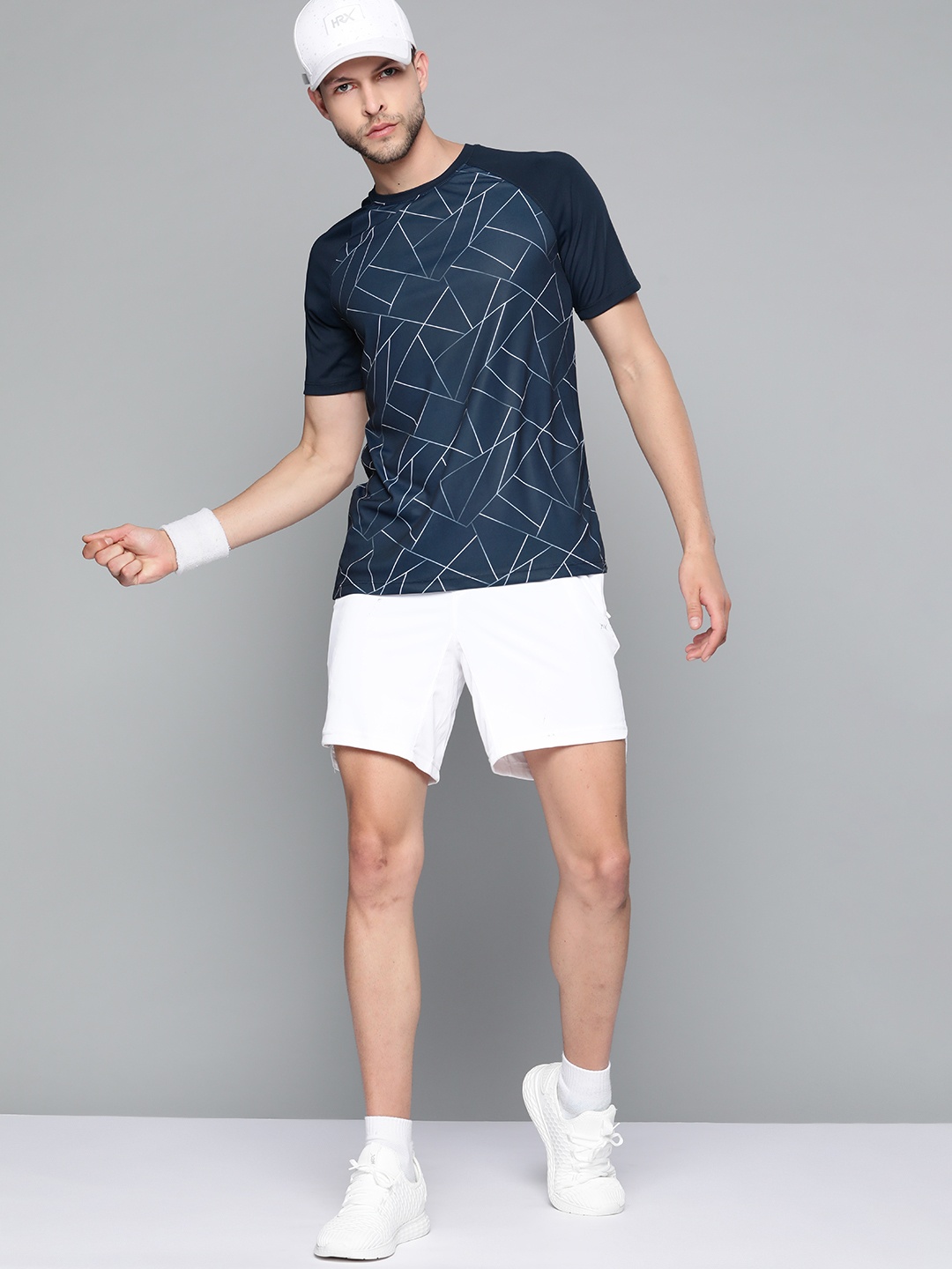 

HRX By Hrithik Roshan Racketsport Men Moonlit Ocean Rapid-Dry Abstract Tshirts, Navy blue