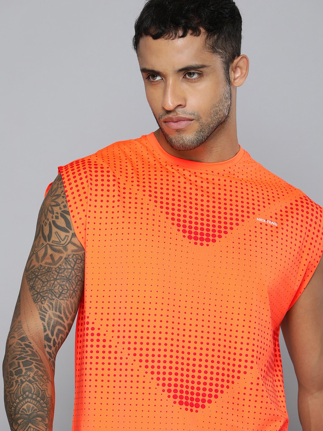 

HRX By Hrithik Roshan Men Orange Printed Rapid-Dry Training T-shirt
