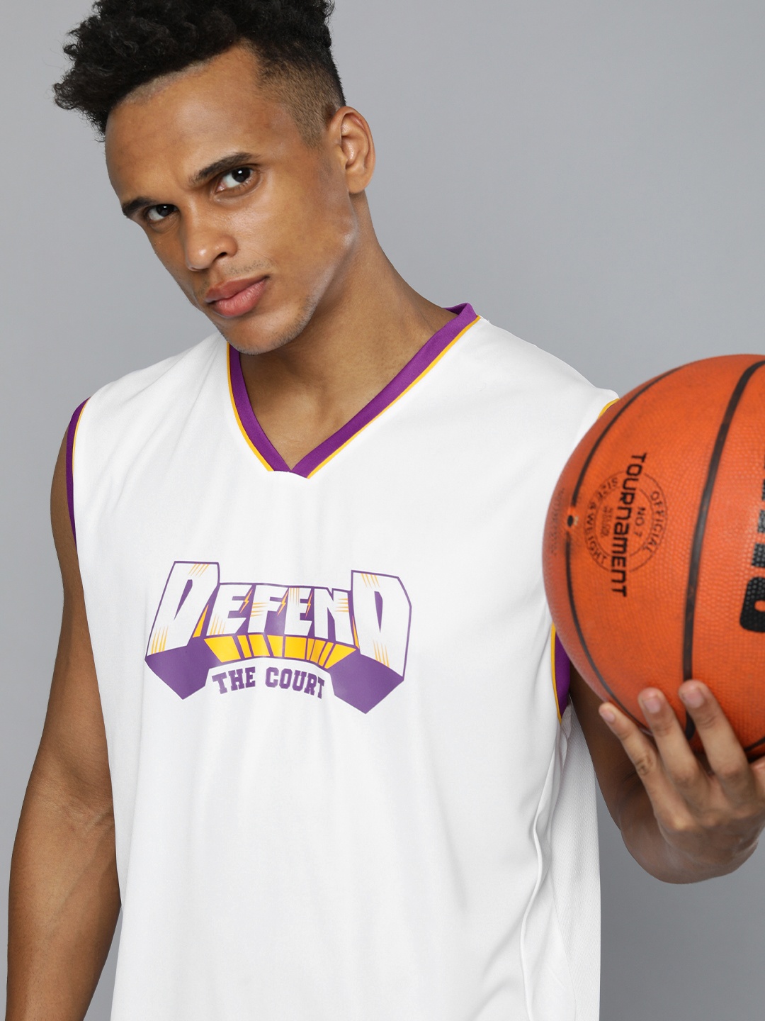 

HRX By Hrithik Roshan Basketball Men Optic White Rapid-Dry Typography Tshirts