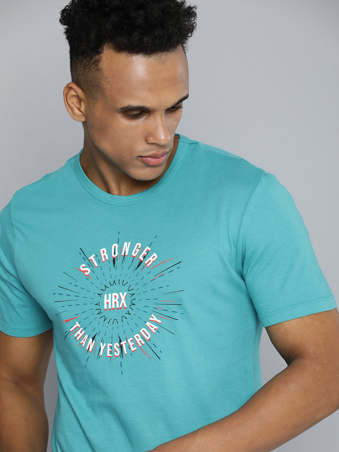 

HRX By Hrithik Roshan Lifestyle Men Porcelain Bio-Wash Typography T-shirt, Sea green