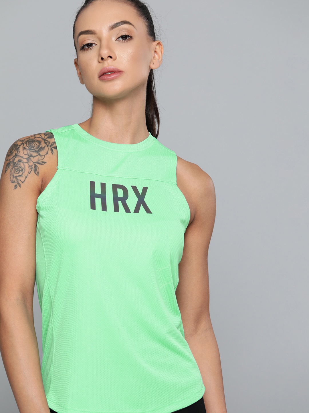 

HRX By Hrithik Roshan Running Women Apple Mint Rapid-Dry Brand Carrier Tshirts, Green