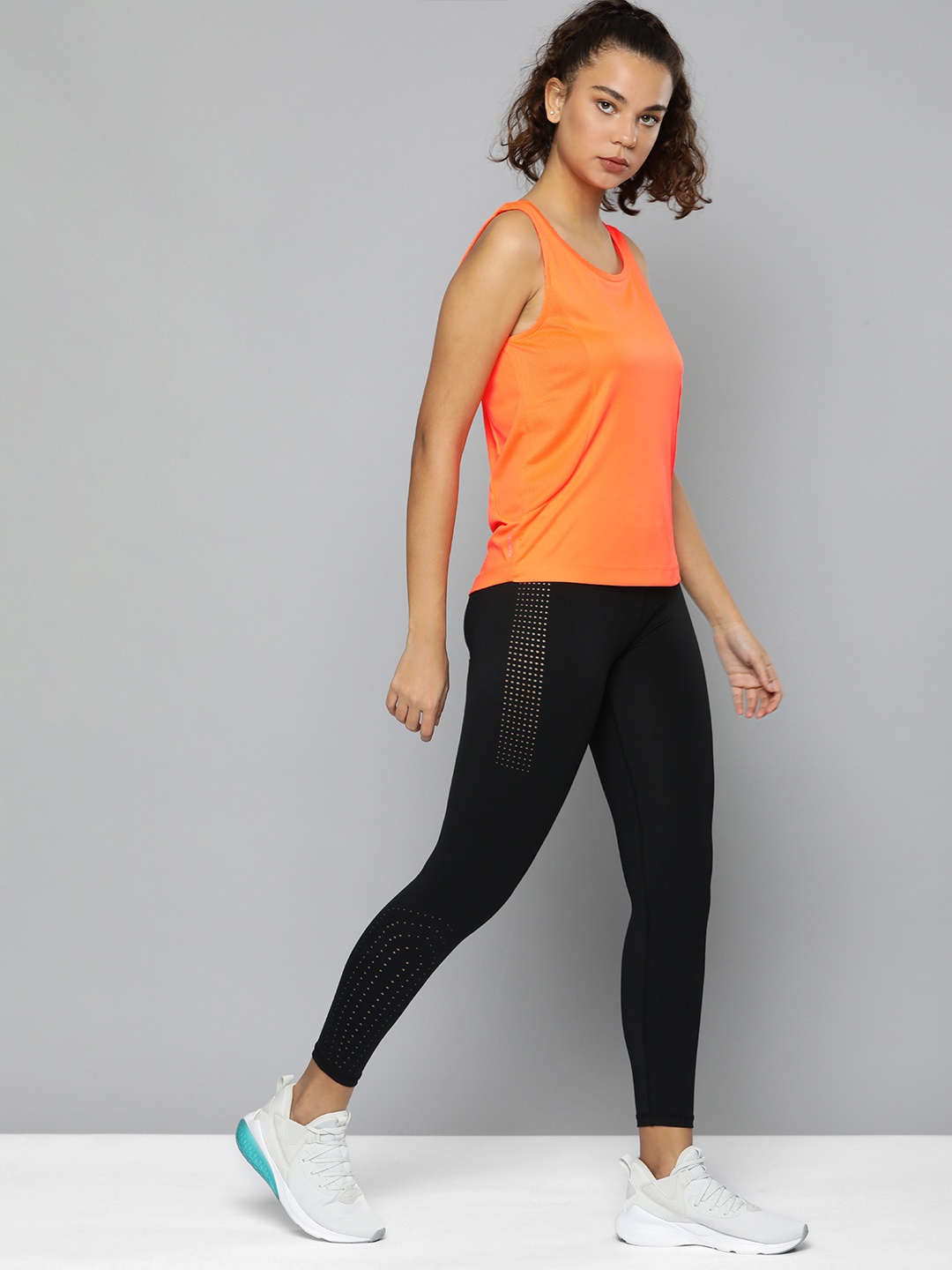 

HRX By Hrithik Roshan Training Women Orange Rapid-Dry Typography Top