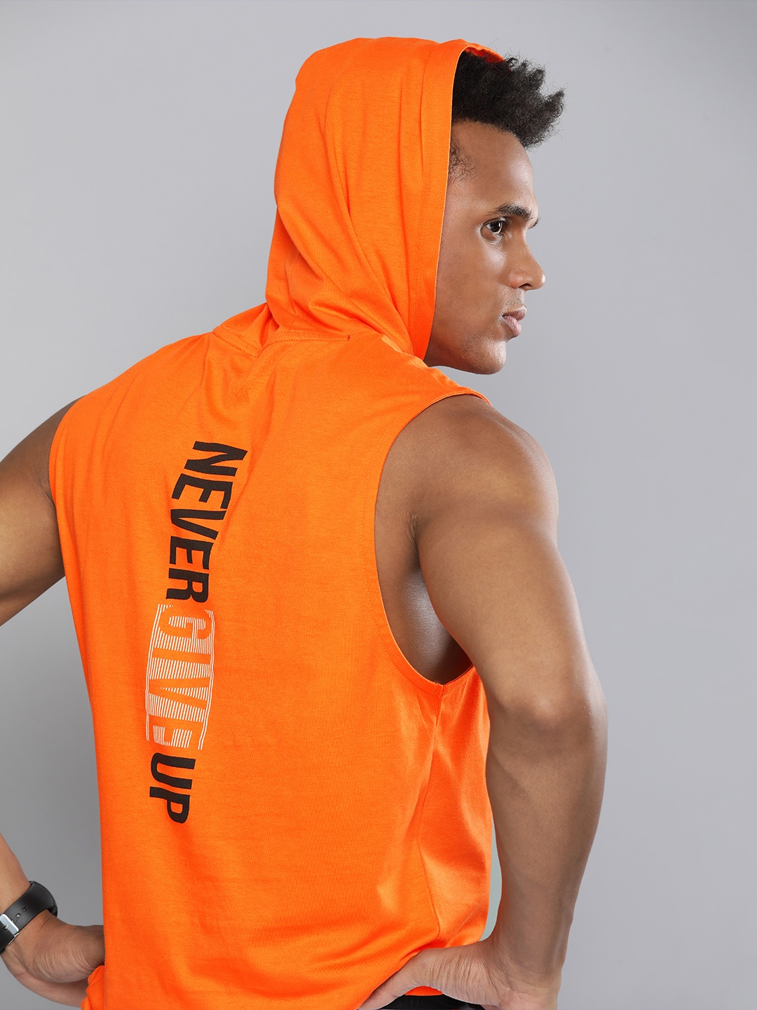 

HRX By Hrithik Roshan Training Men Orange Bio-Wash Typography Tshirts