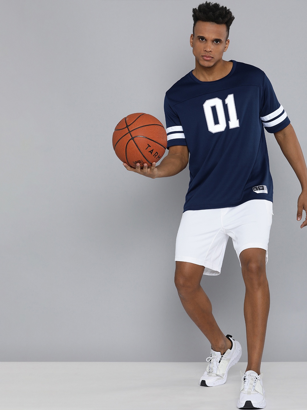 

HRX By Hrithik Roshan Basketball Men Medieval Blue Rapid-Dry Typography T-shirt