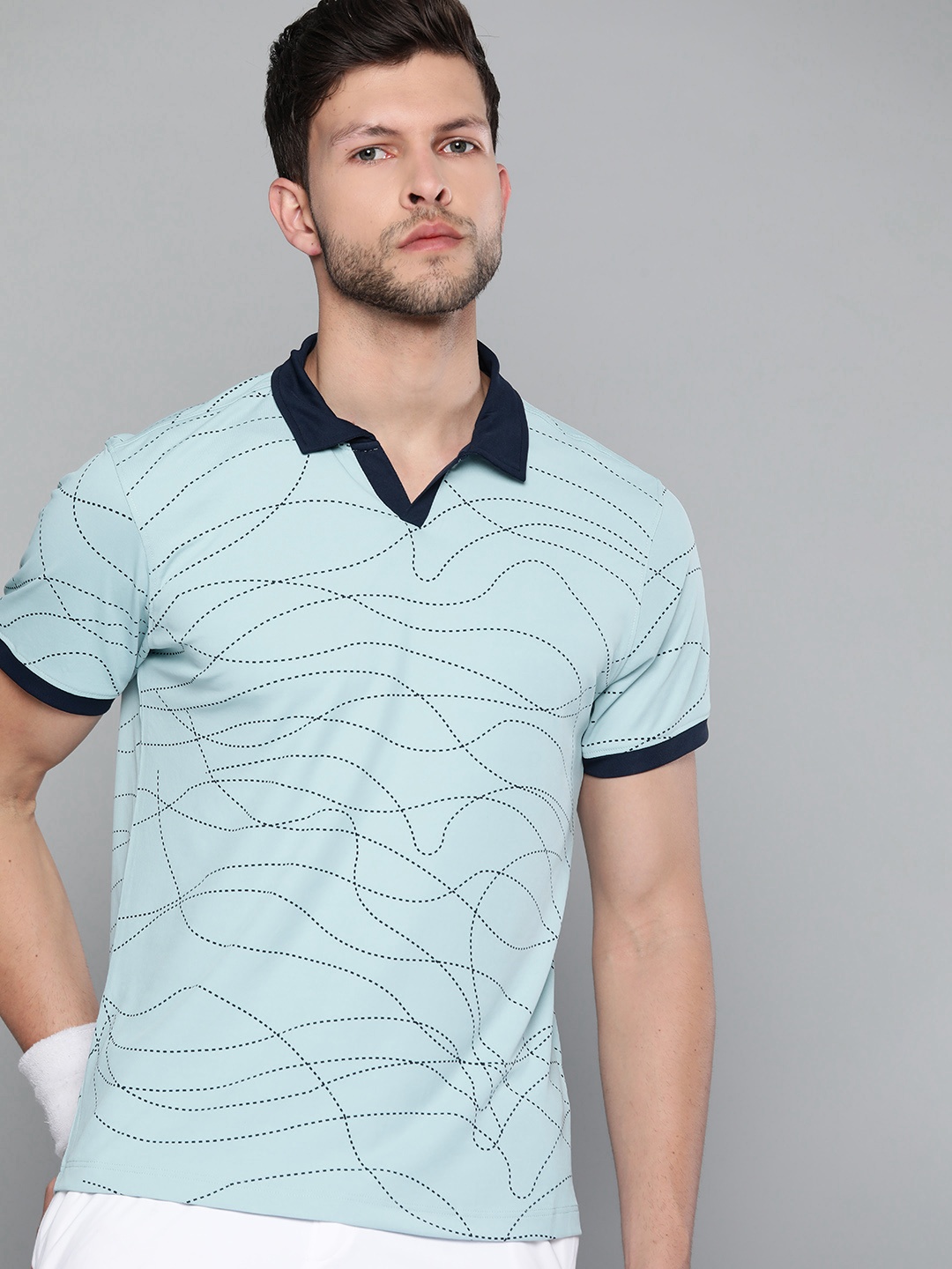 

HRX By Hrithik Roshan Racketsport Men Moonlit Ocean Rapid-Dry Abstract Tshirts, Blue