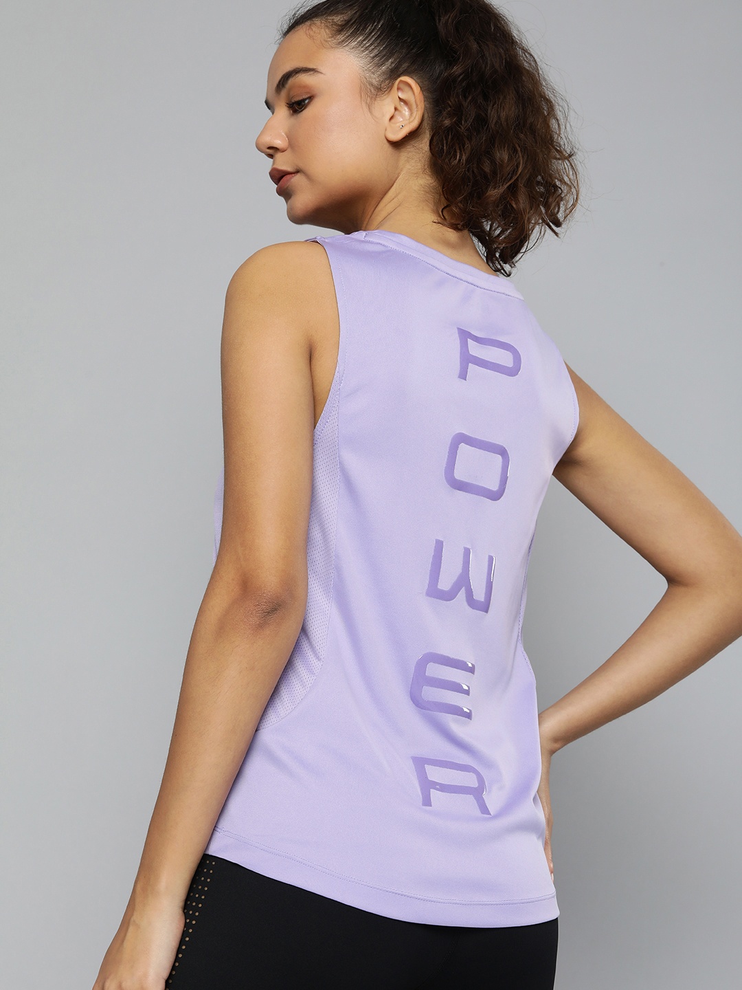

HRX By Hrithik Roshan Training Women Digital Lavender Rapid-Dry Typography Top