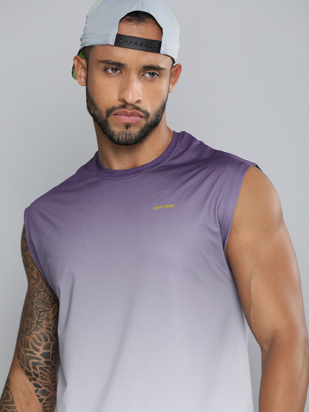 

HRX By Hrithik Roshan Training Men Blue Ribbon Rapid-Dry Typography T-shirt, Purple