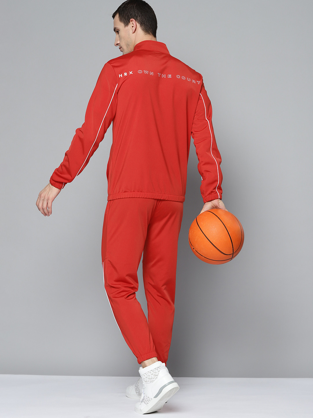 

HRX By Hrithik Roshan Basketball Men Racing Red Colourblock Tracksuit
