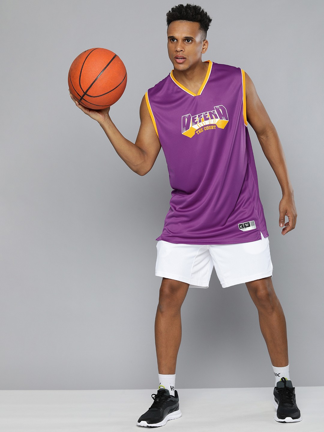 

HRX By Hrithik Roshan Basketball Men Amaranth Purple Rapid-Dry Typography Tshirts