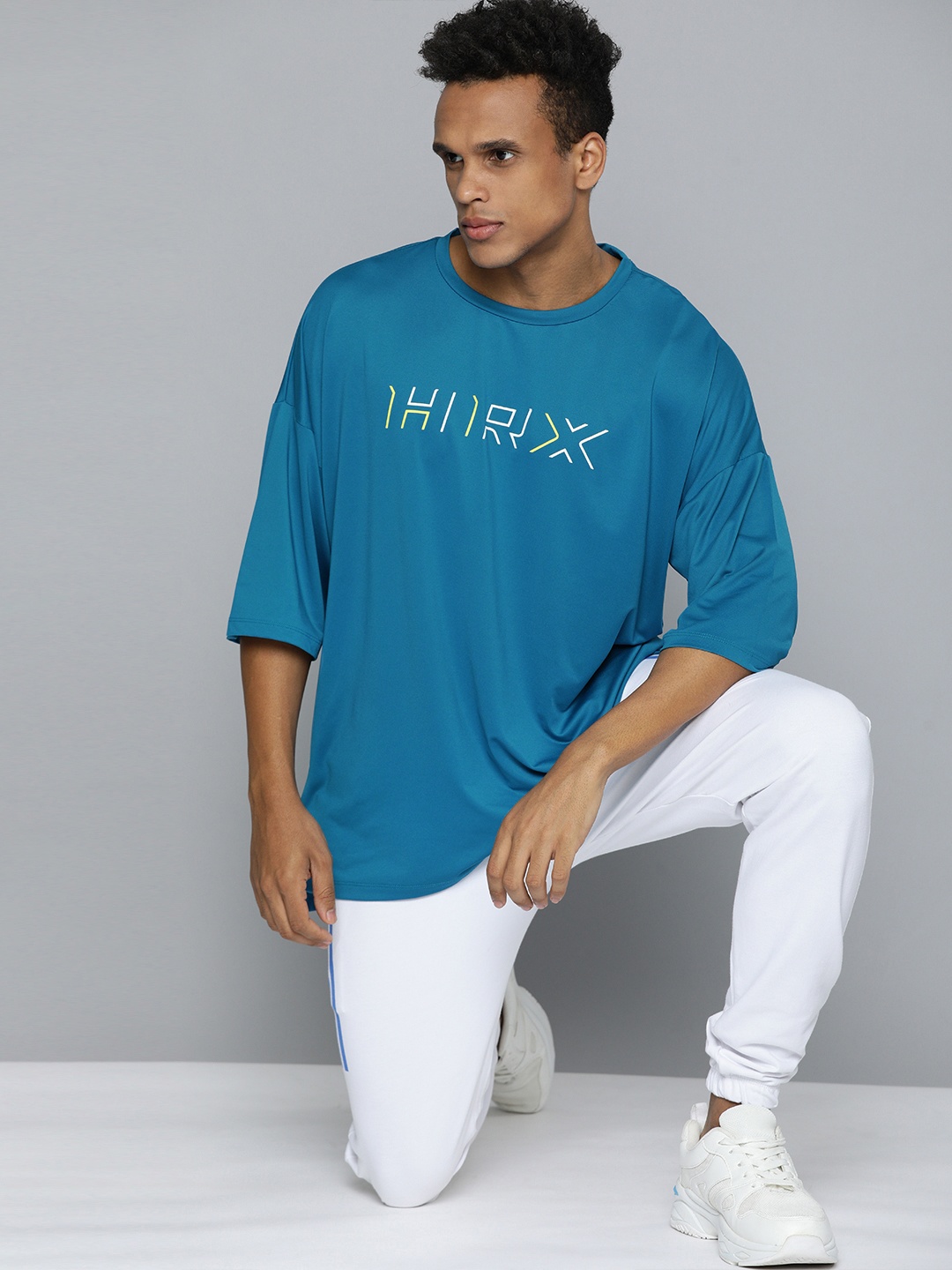 

HRX By Hrithik Roshan Training Men Blue Beast Rapid-Dry Brand Carrier T-shirt