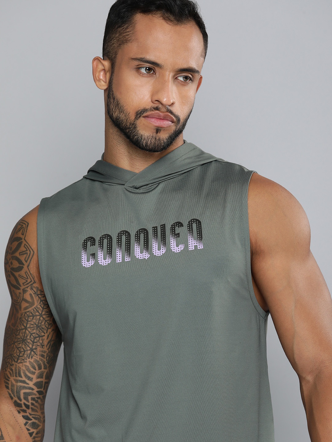 

HRX By Hrithik Roshan Training Men Pewter Rapid-Dry Typography T-shirt, Grey