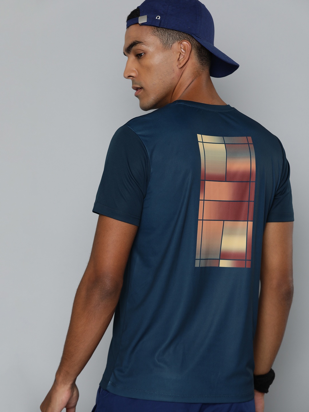 

HRX By Hrithik Roshan Racketsport Men Moonlit Ocean Rapid-Dry Graphic Tshirts, Navy blue