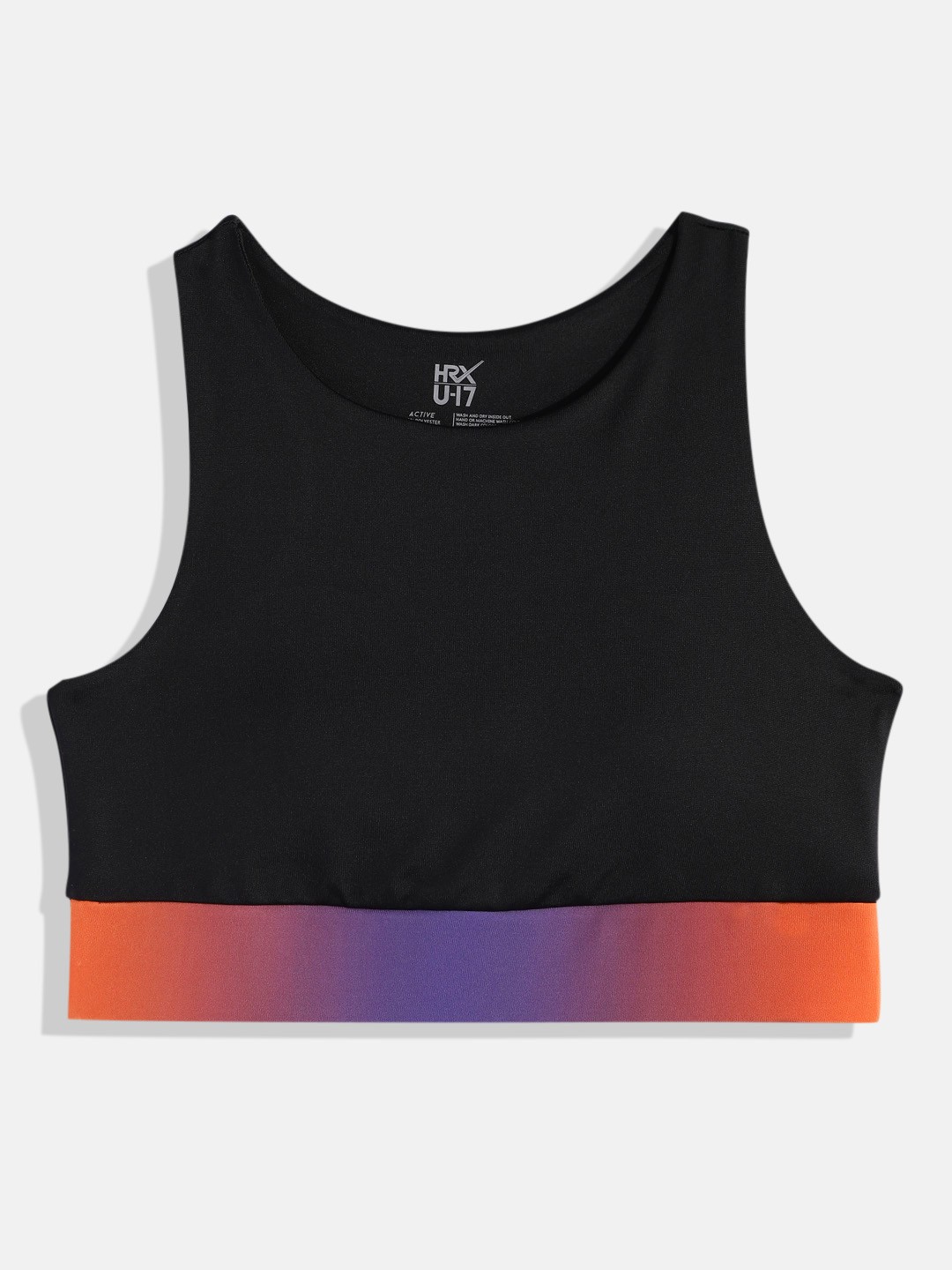 

HRX By Hrithik Roshan Active Girls Jet Black Rapid-Dry Aop Sports Bra