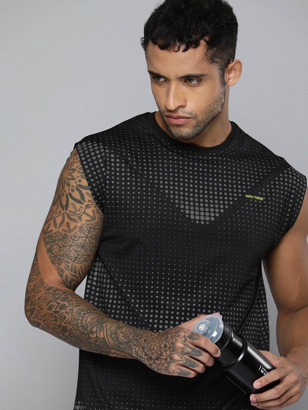 

HRX By Hrithik Roshan Men Black Printed Rapid-Dry Training T-shirt